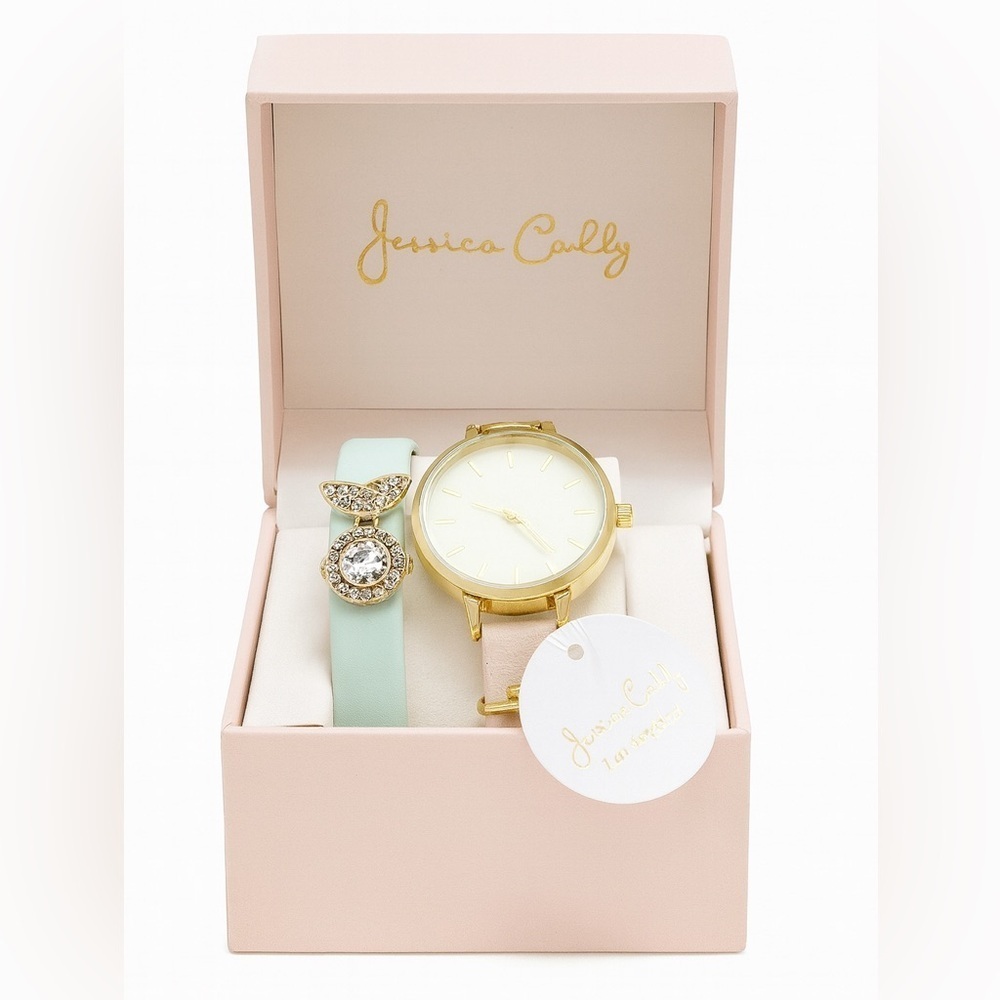 Jessica Carlyle NEW Watch Set With Interchangeable Bands and Sliding Charms